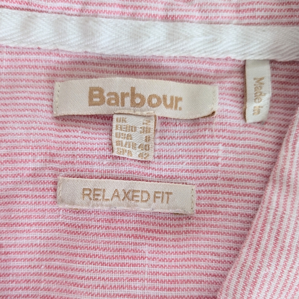 Barbour Linen Marine Button Up Shirt Size Medium - Picture 10 of 10